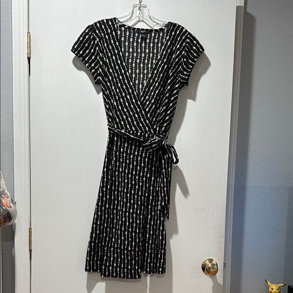 Alfani Black and White Wrap Dress
